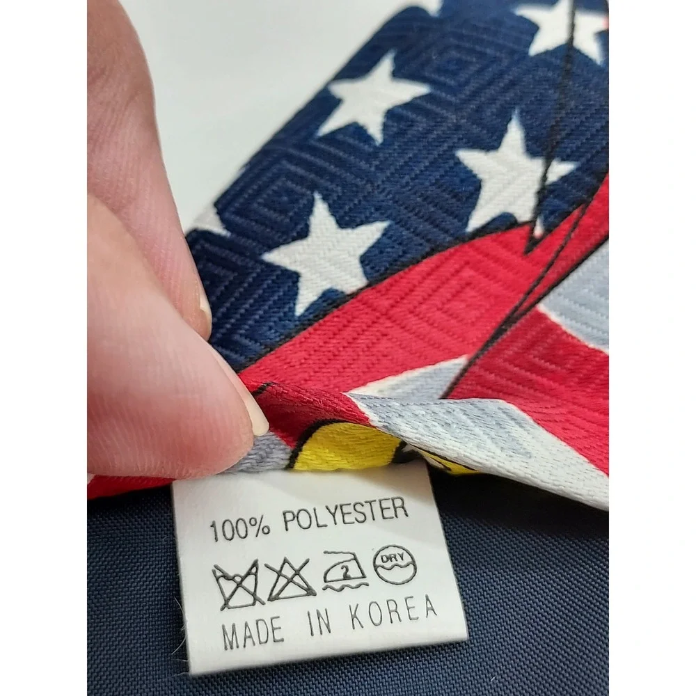 Deborah Hand Made Men American Flag Smiley Face Patriotic Necktie Red White Blue